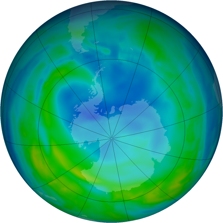 Antarctic ozone map for 20 May 2013